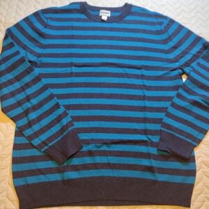 Men's Striped Blue and Black Sweater